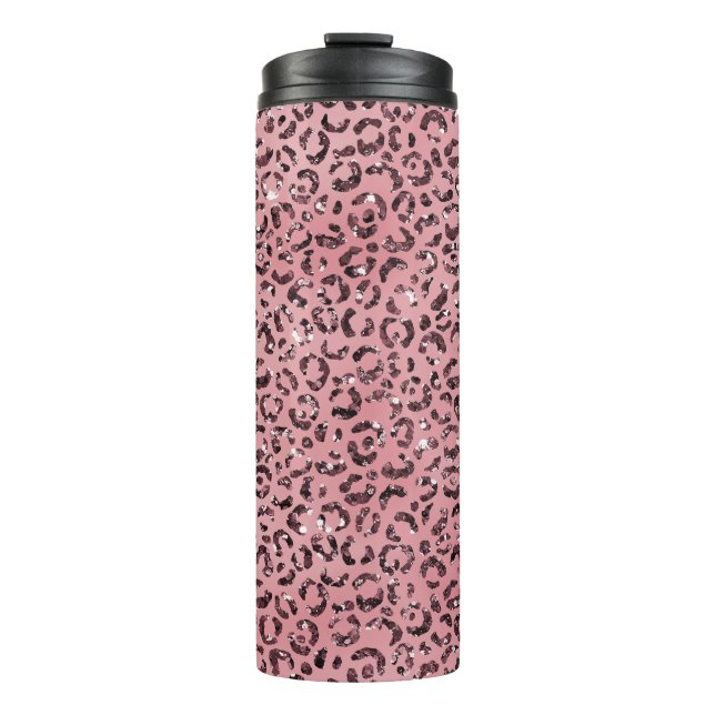 Garrafa Térmica Leopardo rosa - Imprimir brilho (Frente)