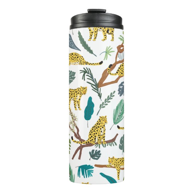 Garrafa Térmica Leopardos animais selvagens na floresta selvagem p (Frente)