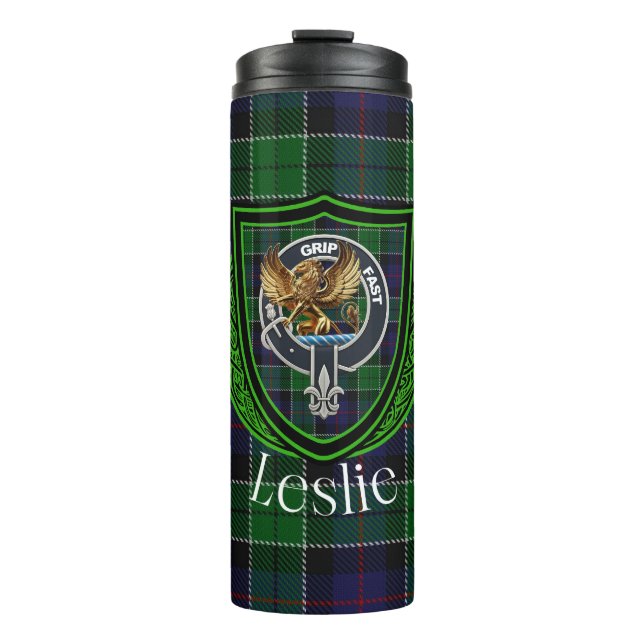 Garrafa Térmica Leslie Scottish Clan Tartan & Crest (Frente)