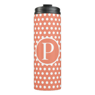 Garrafa Térmica Letra inicial do Orange Bolinhas Thermal Tumbler
