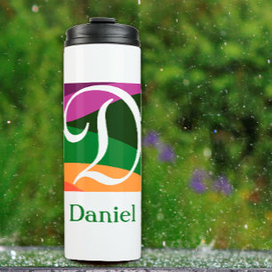 Garrafa Térmica Letra inicial monograma moderna púrpura