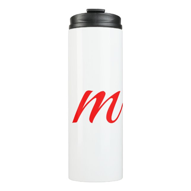 Garrafa Térmica Letra inicial monograma vermelho moderno profissio (Frente)