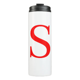 Garrafa Térmica Letra Inicial Vermelha e Branca Simples Monograma