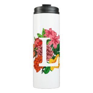 Garrafa Térmica Letra maiúscula L monograma floral