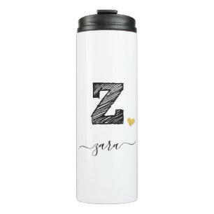 Garrafa Térmica Letra Monograma com desenho retroativo Z, Tumbler