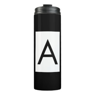 Garrafa Térmica Letra Negra Branco Monograma Inicial Simples Simpl