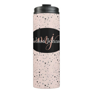 Garrafa Térmica Letras elegantes dourado rosa em Tu Térmica Preta