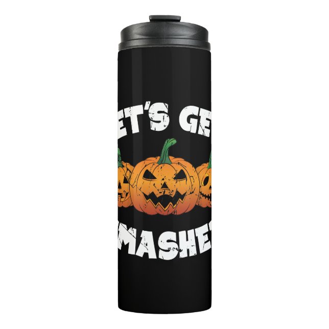 Garrafa Térmica Lets Get Smashed Pumpkins Jack O Lantern Halloween (Frente)