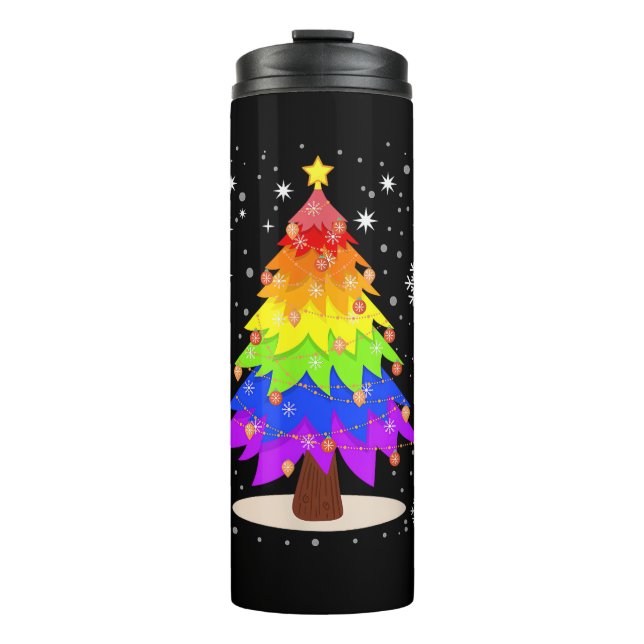 Garrafa Térmica LGBT Flag Christmas Tree Merry Christmas Gay LGBT  (Frente)