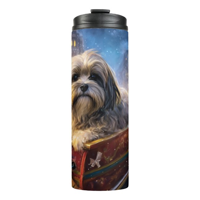 Garrafa Térmica Lhasa Apso Christmas Fesason Season (Frente)
