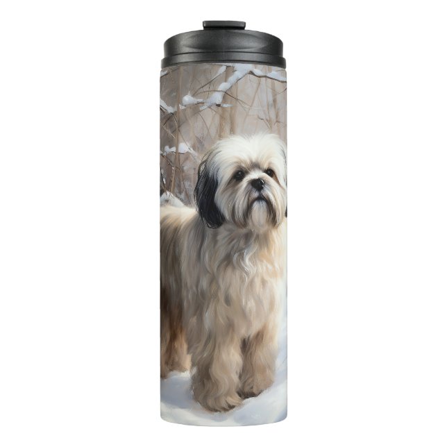 Garrafa Térmica Lhasa Apso Deixe-A Neve Natal (Frente)