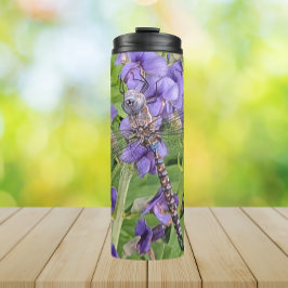 Garrafa Térmica Libélula Darner de Olhos Azuis em Flor