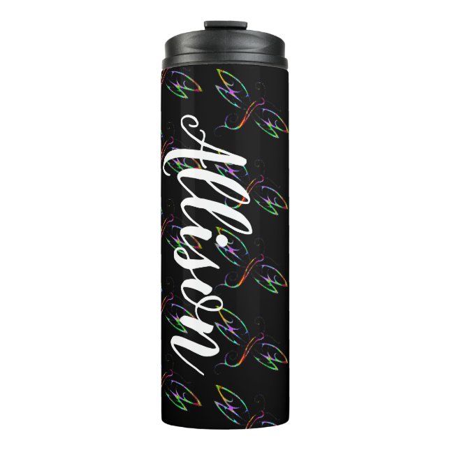 Garrafa Térmica Libélulas coloridas caneca térmica personalizada (Frente)
