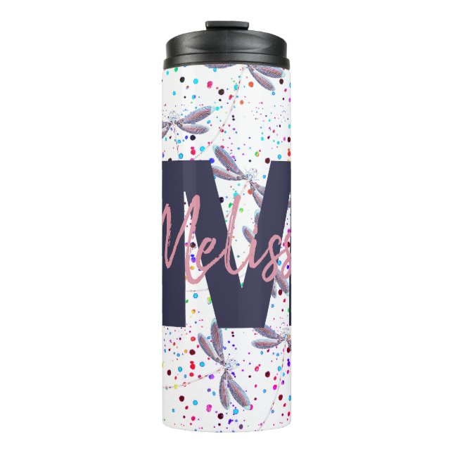 Garrafa Térmica Libélulas Personalizadas em Voo Caneca Térmica (Frente)
