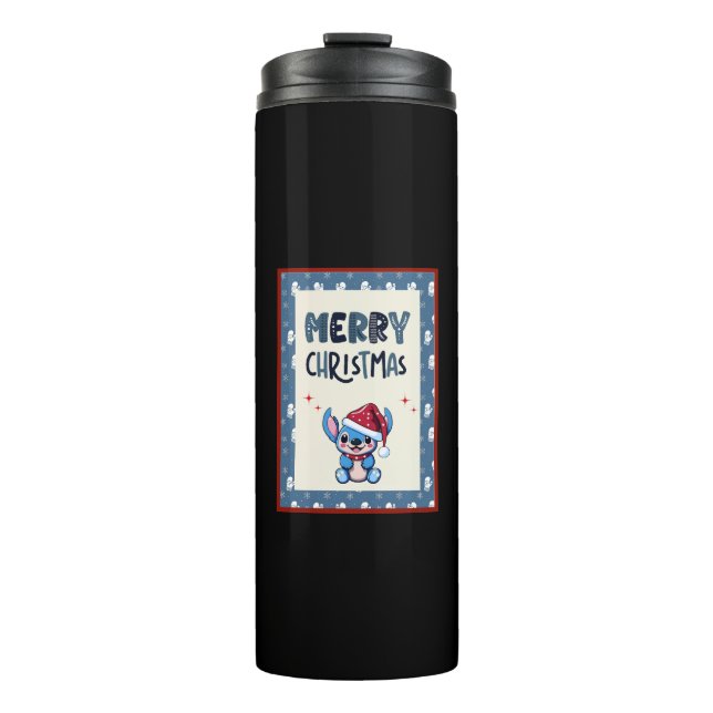 Garrafa Térmica Lil Blue Cutie Diz "Feliz Natal" (Frente)