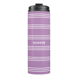 Garrafa Térmica Lilac Stripes monograma personalizado