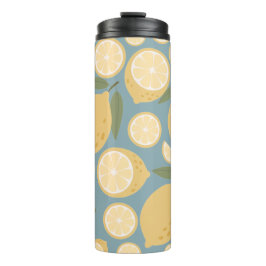 Garrafa Térmica Limão Amarelo Padrão Sem Costura