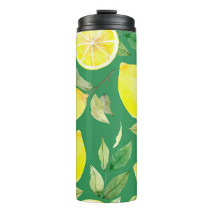 Garrafa Térmica limão,padrão de aquarela,fundo,fruta,papel de pa