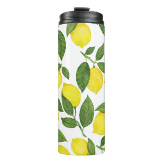 Garrafa Térmica Limões de Aquarela: Padrão de Fruta de Verão