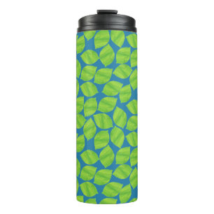 Garrafa Térmica Limões verdes frutado em fundo azul para personali
