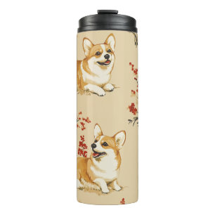 Garrafa Térmica Linda flor - Cachorro de Corgi