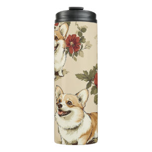 Garrafa Térmica Linda flor - Cachorro de Corgi