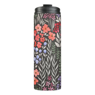 Garrafa Térmica Linda flor colorida padrão sem costura no jardim