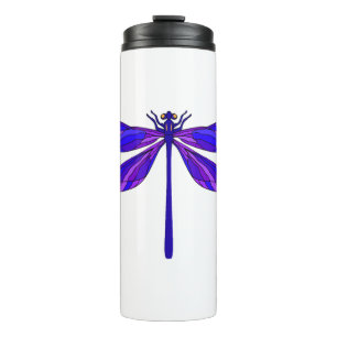Garrafa Térmica Linda libélula bonito com asas azuis. Insetos
