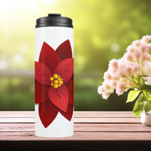 Garrafa Térmica Linda Poinsettia Vermelha Flor de Natal