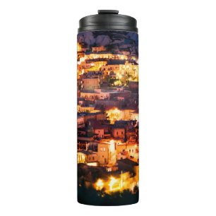 Garrafa Térmica Linda vista Goreme à noite. Famoso centro de b