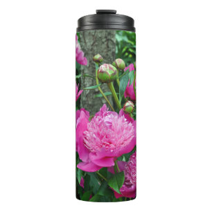 Garrafa Térmica Lindas flores rosa de peônia