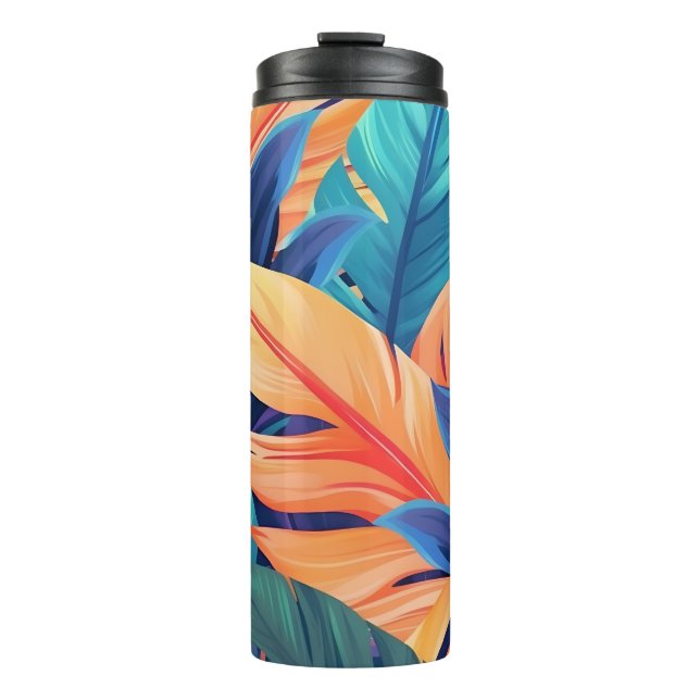 Garrafa Térmica Lindas Folhas Tropicais (Frente)