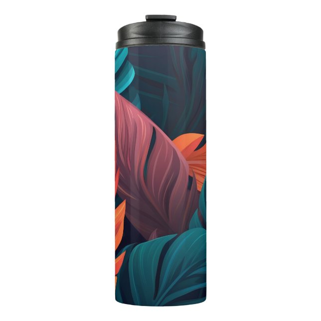 Garrafa Térmica Lindas Folhas Tropicais (Frente)