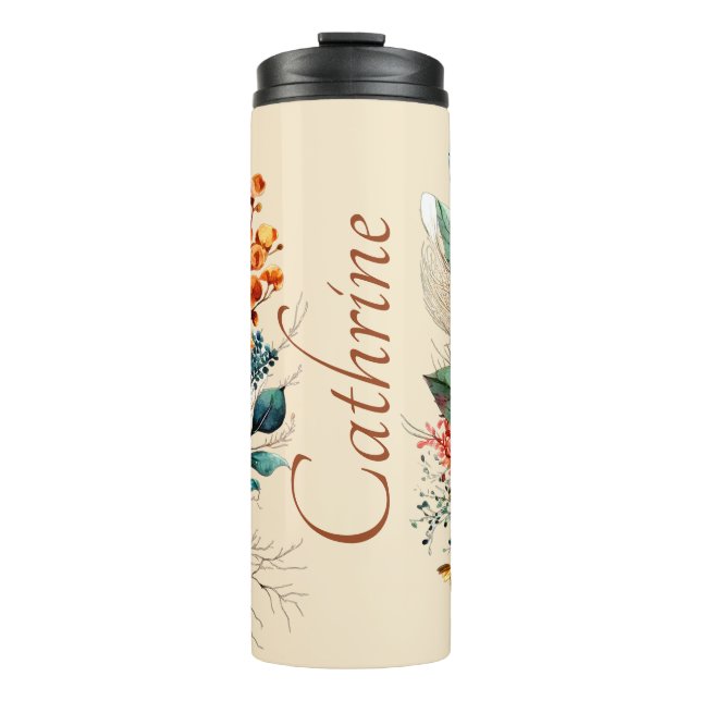 Garrafa Térmica Lindo buquê boho de outono personalizado (Frente)