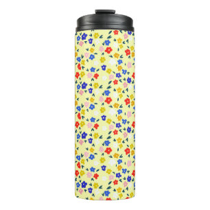 Garrafa Térmica Lindo Floral Delicado e Fofo em Amarelo Pastel