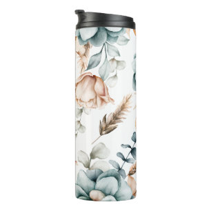 Garrafa Térmica Lindo padrão contínuo floral com vintage