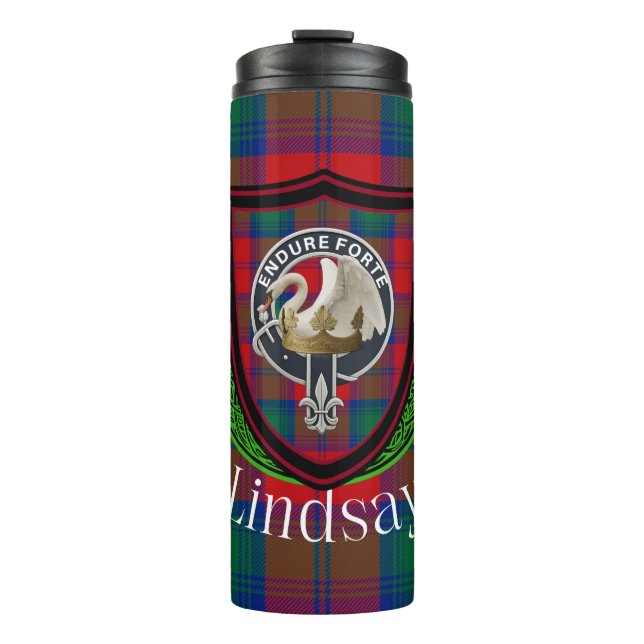 Garrafa Térmica Lindsay Scottish Clan Tartan & Crest (Frente)