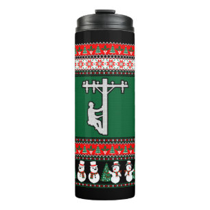 Garrafa Térmica Lineman Ugly Christmas Sweater