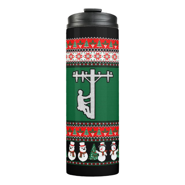 Garrafa Térmica Lineman Ugly Christmas Sweater (Frente)