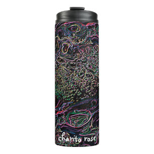 Garrafa Térmica Linhas de Bolhas Coloridas do Arco-Íris Neon Marbl