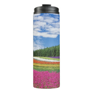 Garrafa Térmica Linhas de Flores no Campo de Verão