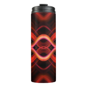 Garrafa Térmica Linhas de onda vermelha geométrica design.