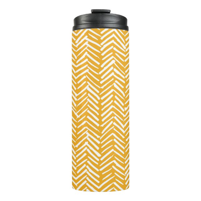 Garrafa Térmica Linhas desenhadas à mão, textura do hipster. (Frente)