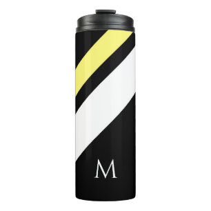 Garrafa Térmica Linhas diagonais iniciais personalizadas em preto