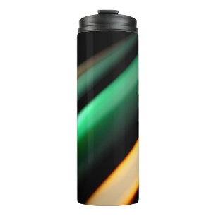 Garrafa Térmica Linhas lisas de seda abstrato em preto, multicolor