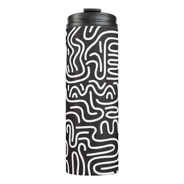 Garrafa Térmica Linhas onduladas de porta retrógrada: monocromátic (Frente)