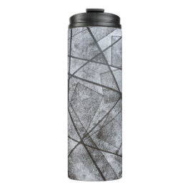 Garrafa Térmica Linhas Pretas retângulos de faixa branca de cinza 