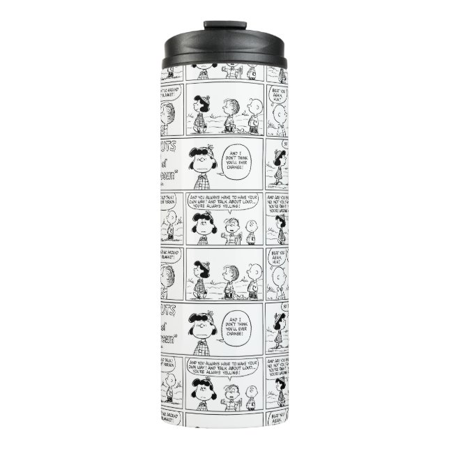 Garrafa Térmica Linus diz à Lucy que ela é Crabby (Frente)