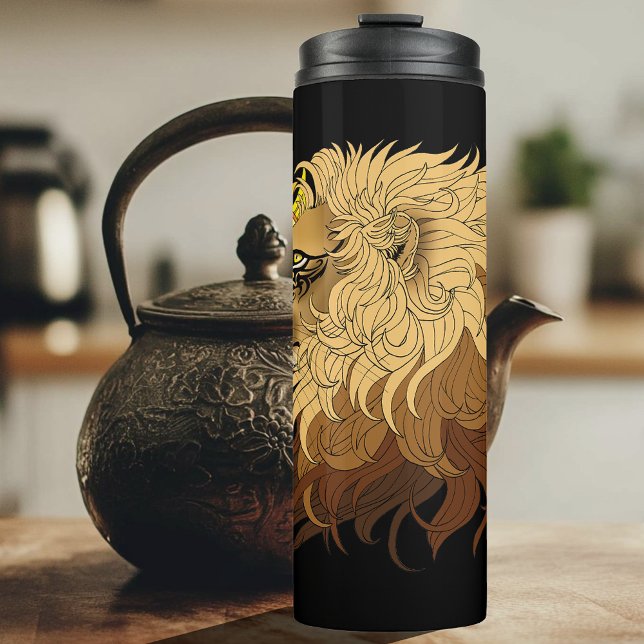 Garrafa Térmica Lion Black Yellow Mandala Sun (Criador carregado)