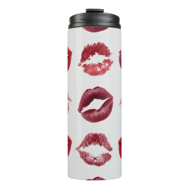 Garrafa Térmica Lips Print Pattern – Chic Kiss Beauty Design (Frente)